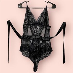 ɴᴡᴏᴛ FN Black Lace Bodysuit Lingerie